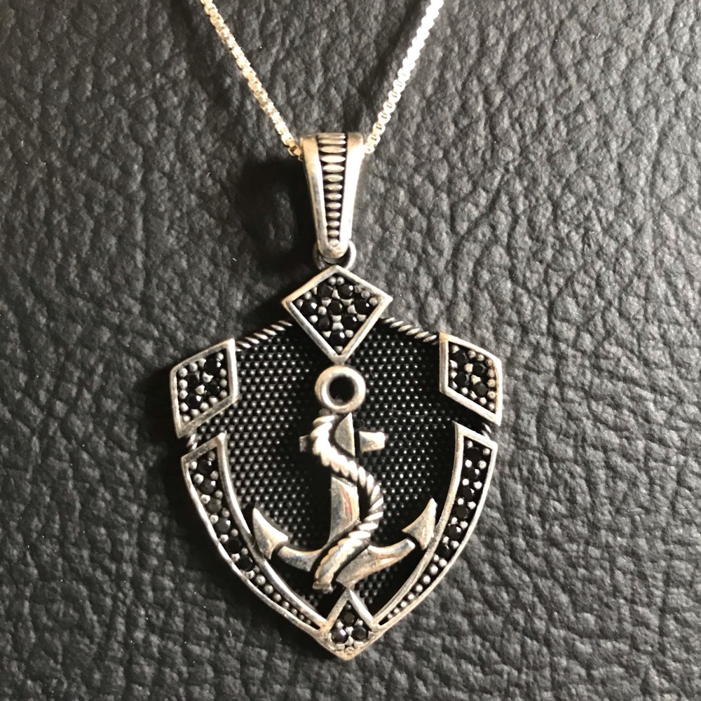 NWOT MARCASITE Gemstones and 925 Sterling Silver Anchor Pendant only